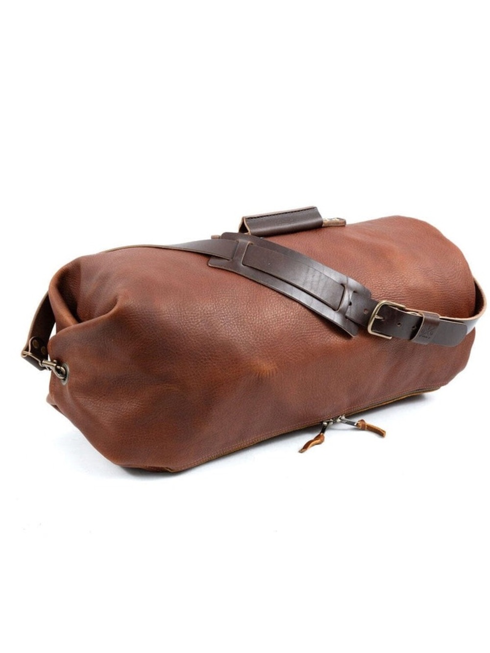 $525 Go Forth Goods Men's Brown Genuine Leather Sling Duffel bag sample sale XXL - Picture 10 of 10